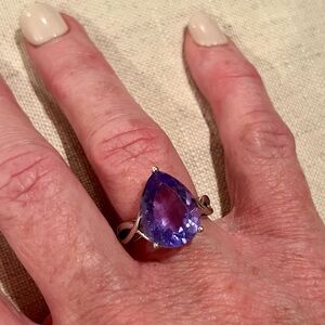 statement pear shape Purple African Amethyst Sterling Silver ring